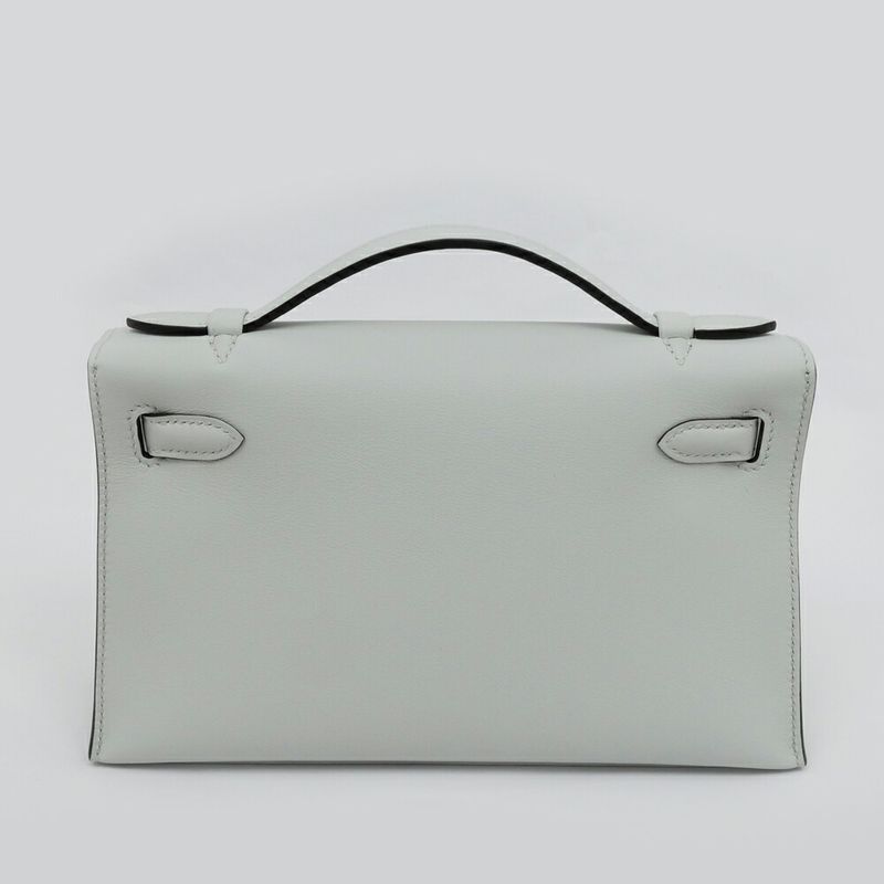Hermes Pochette Kelly Gris Platinum Chien Pangold Hardware Voswift