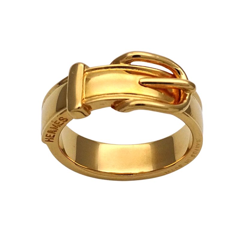 Hermes Scarf Ring Women's Men's Brand Cles Metal Gold Belt Motif