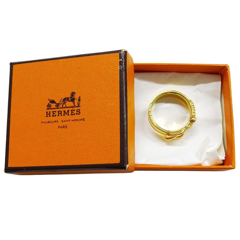 Hermes Scarf Ring Women's Men's Brand Cles Metal Gold Belt Motif