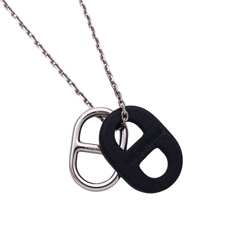 Hermes Necklace Women's Men's Brand Haut Maillon Chaine D'ancre Metal Leather