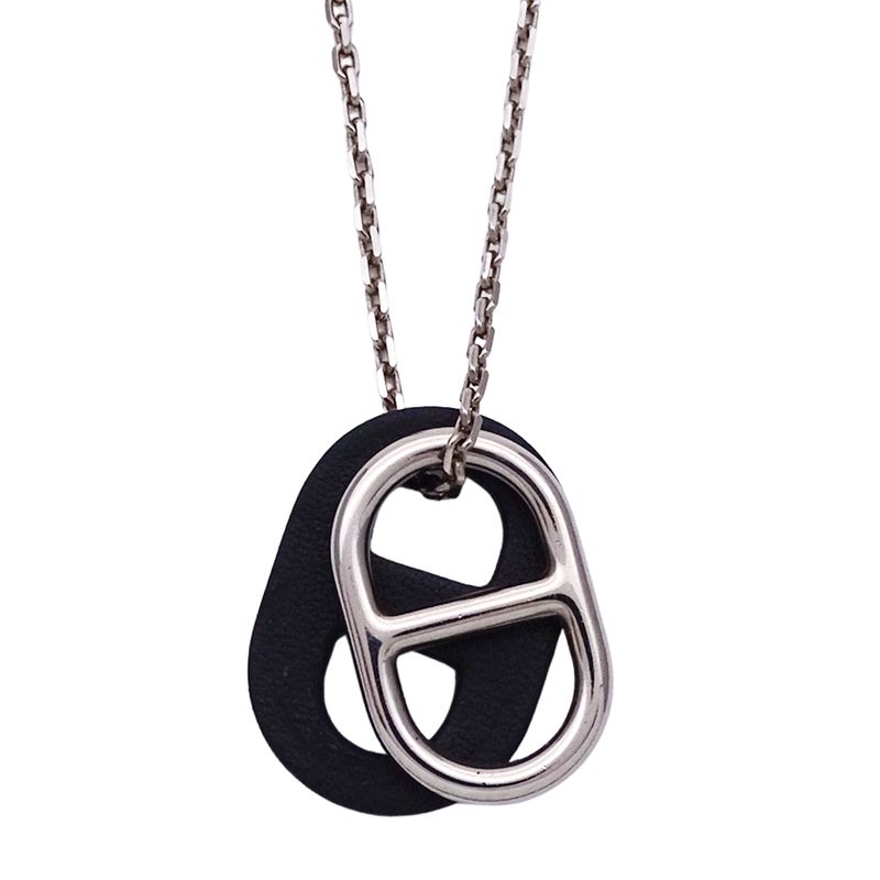 Hermes Necklace Women's Men's Brand Haut Maillon Chaine D'ancre Metal Leather