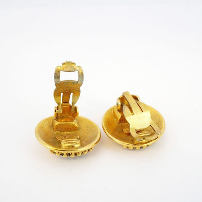 Chanel Earring Coco Mark Round Shape Circle Crown Motif GP Plating Diamond