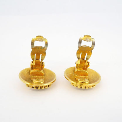 Chanel Earring Coco Mark Round Shape Circle Crown Motif GP Plating Diamond
