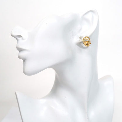 Christian Dior Earring GP Plated Rhinestone Gold Ladies