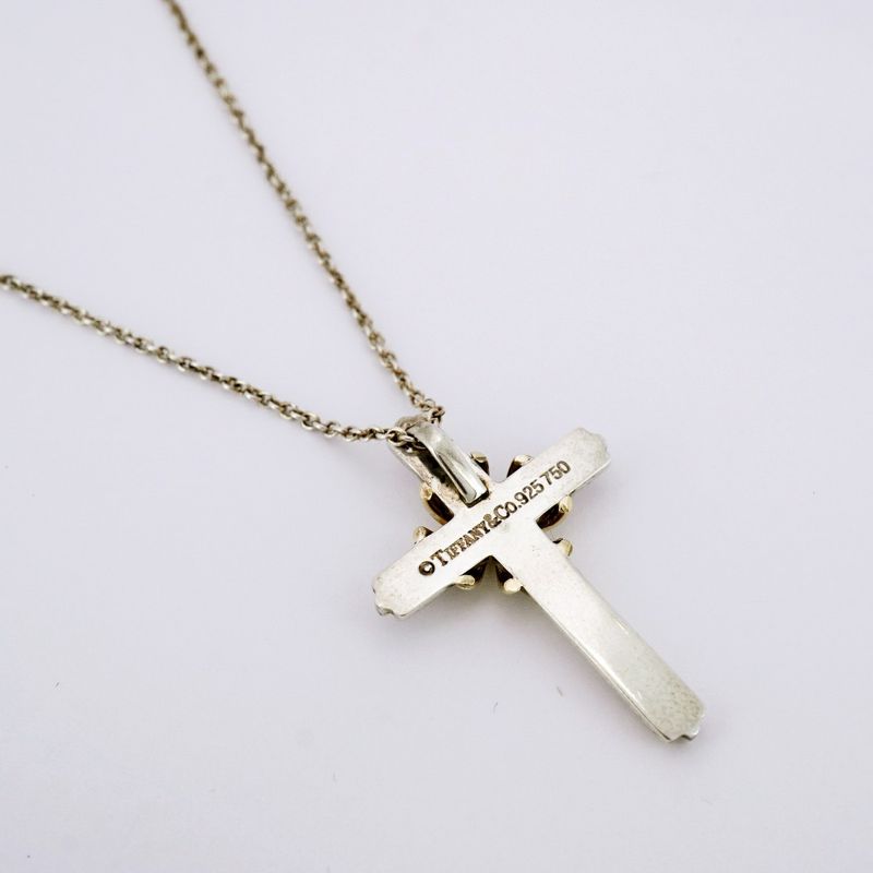 Tiffany & Co Necklace Signature Cross 18k Yellow Gold Yellow Gold Silver 925