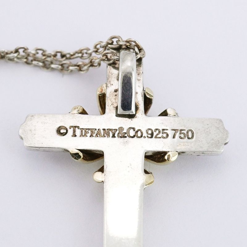 Tiffany & Co Necklace Signature Cross 18k Yellow Gold Yellow Gold Silver 925