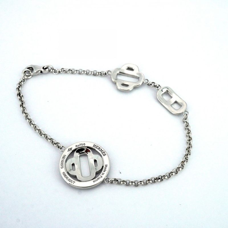 Hermes Bracelet Chaine D'ancre Pa Scuff le Maru Shape Circle 18k White Gold