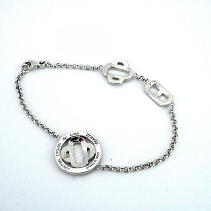 Hermes Bracelet Chaine D'ancre Pa Scuff le Maru Shape Circle 18k White Gold