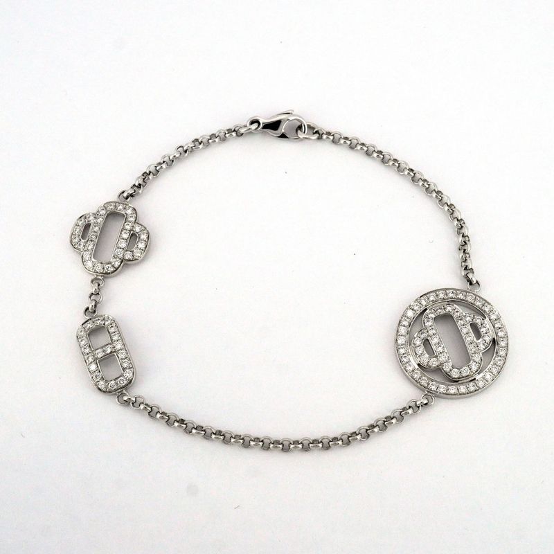 Hermes Bracelet Chaine D'ancre Pa Scuff le Maru Shape Circle 18k White Gold