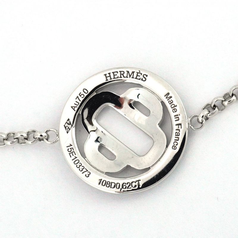 Hermes Bracelet Chaine D'ancre Pa Scuff le Maru Shape Circle 18k White Gold