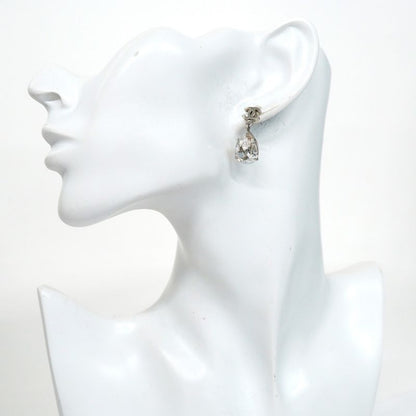 Chanel Earrings Coco Mark Metal Rhinestone Silver Ladies