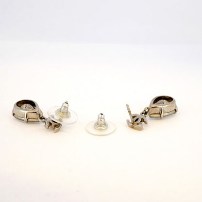 Chanel Earrings Coco Mark Metal Rhinestone Silver Ladies