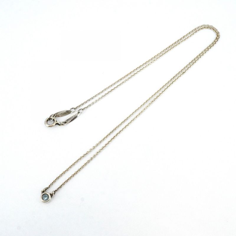 Tiffany & Co Necklace Visor Yard Silver 925 Aquamarine Blue Ladies