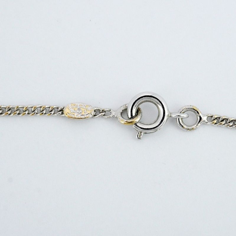 Chanel Necklace Coco Mark Metal Silver White Ladies