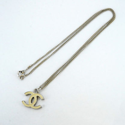 Chanel Necklace Coco Mark Metal Silver White Ladies