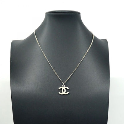 Chanel Necklace Coco Mark Metal Silver White Ladies