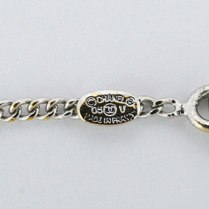 Chanel Necklace Coco Mark Metal Silver White Ladies