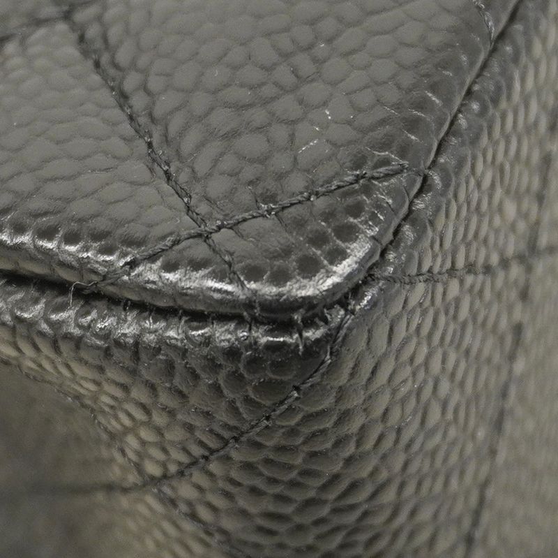 Chanel Shoulder Bag Matelasse Caviar Skin Black Gold Hardware Women