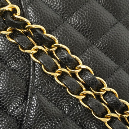 Chanel Shoulder Bag Matelasse Caviar Skin Black Gold Hardware Women