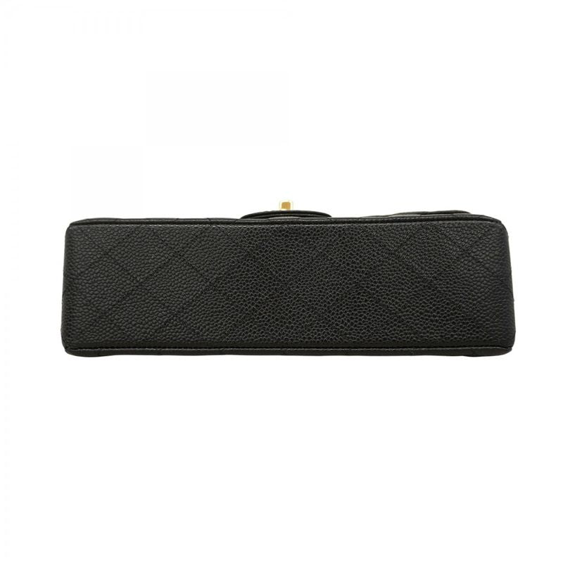 Chanel Shoulder Bag Matelasse Caviar Skin Black Gold Hardware Women