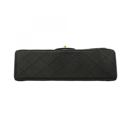 Chanel Shoulder Bag Matelasse Caviar Skin Black Gold Hardware Women
