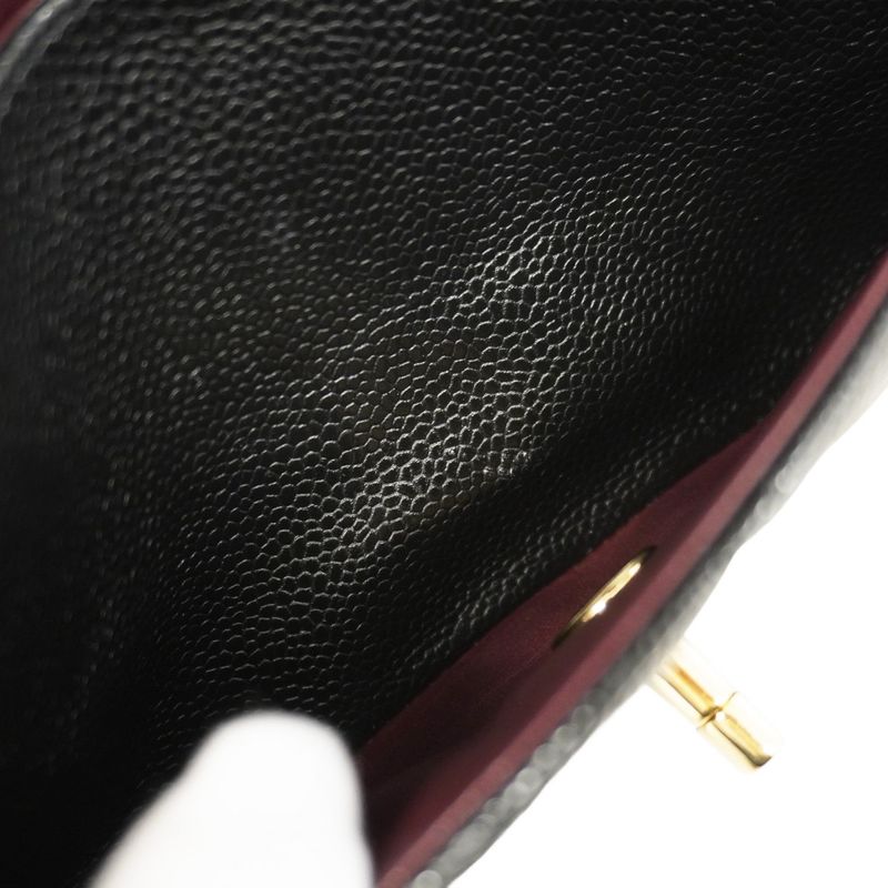 Chanel Shoulder Bag Matelasse Caviar Skin Black Gold Hardware Women