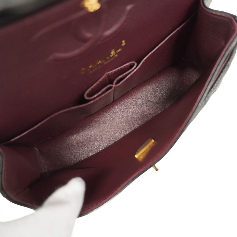 Chanel Shoulder Bag Matelasse Caviar Skin Black Gold Hardware Women