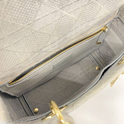 Christian Dior Handbag Lady D Light Canvas Gray Gold Hardware 2way Bag Ladies