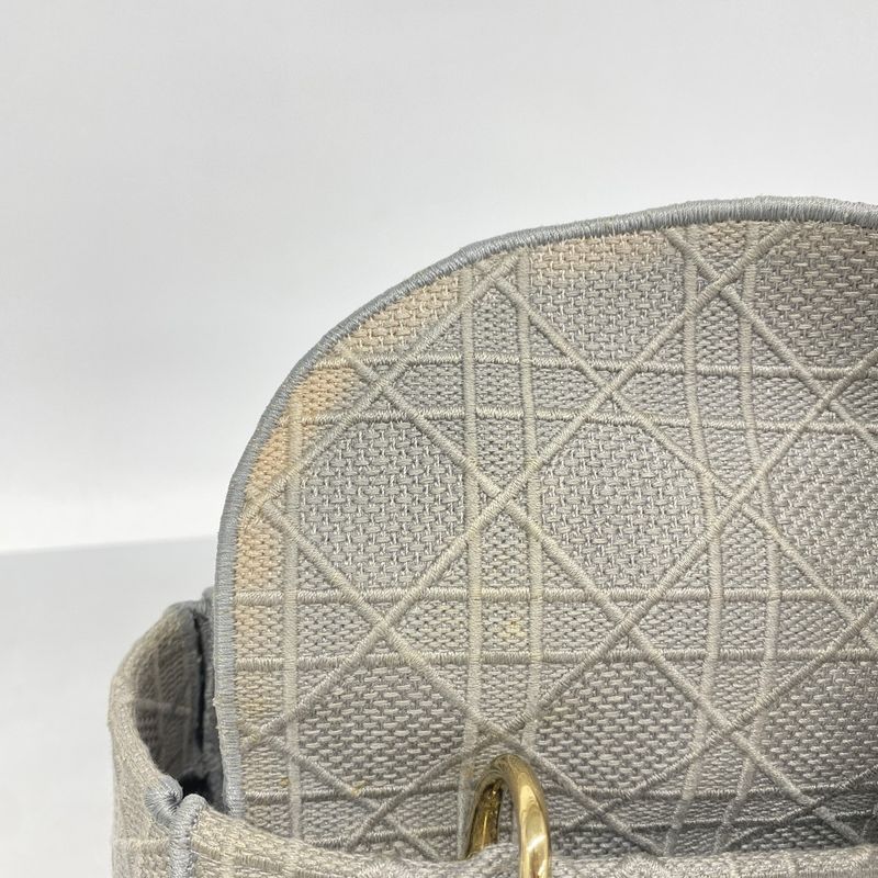 Christian Dior Handbag Lady D Light Canvas Gray Gold Hardware 2way Bag Ladies