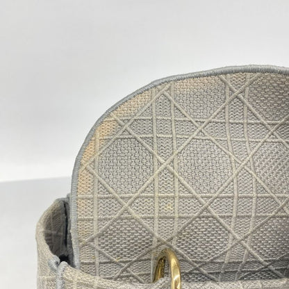 Christian Dior Handbag Lady D Light Canvas Gray Gold Hardware 2way Bag Ladies