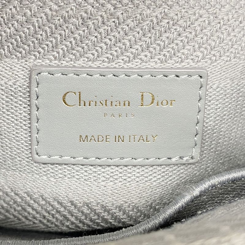 Christian Dior Handbag Lady D Light Canvas Gray Gold Hardware 2way Bag Ladies