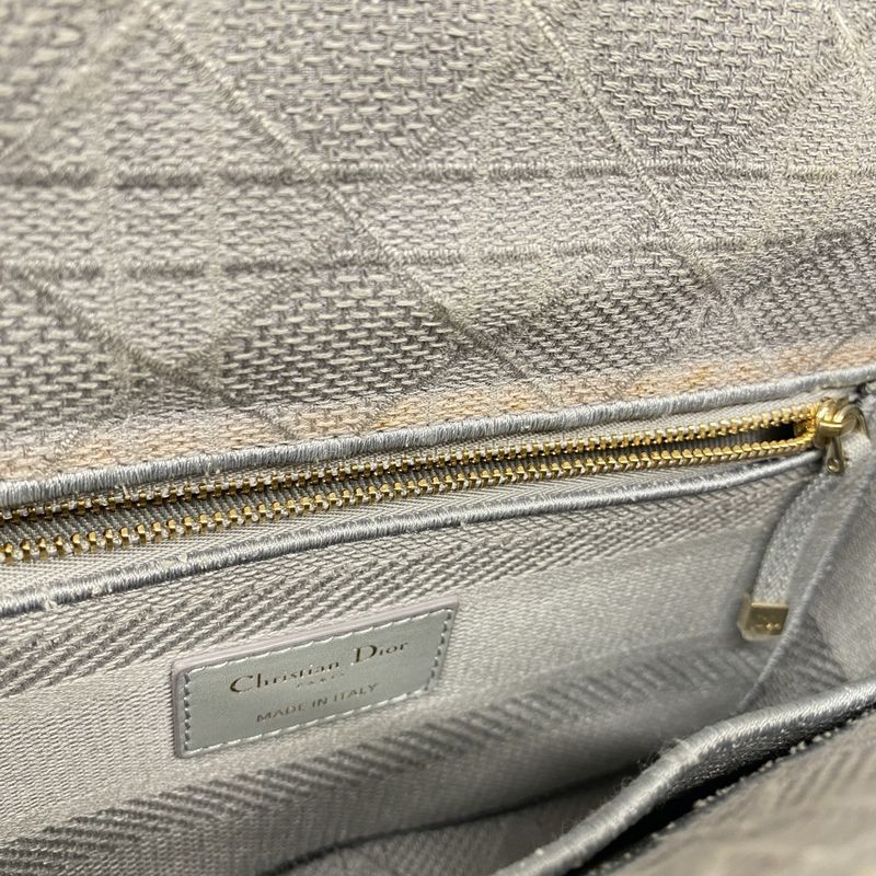 Christian Dior Handbag Lady D Light Canvas Gray Gold Hardware 2way Bag Ladies