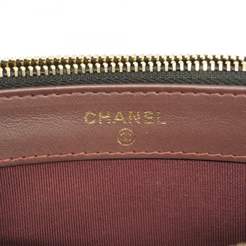 Chanel Shoulder Wallet Matelasse Caviar Skin Black Chien Pan Gold Hardware
