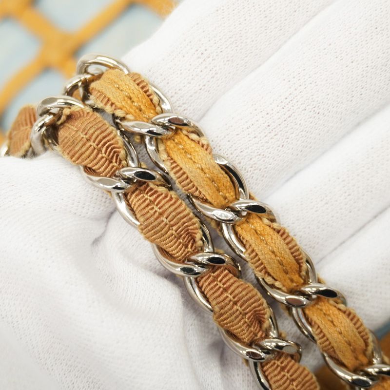 Chanel Shoulder Bag Matelasse Denim Blue Brown Silver Hardware Women's