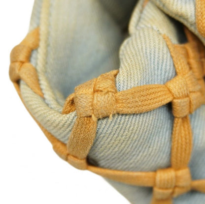 Chanel Shoulder Bag Matelasse Denim Blue Brown Silver Hardware Women's