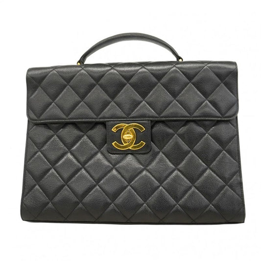 Chanel Briefcase Big Matelasse Caviar Skin Black Gold Hardware Men Women Unisex