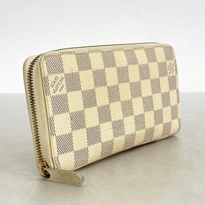 Louis Vuitton Long Wallet Damier Azure Zippy Wallet N60019 White Ladies