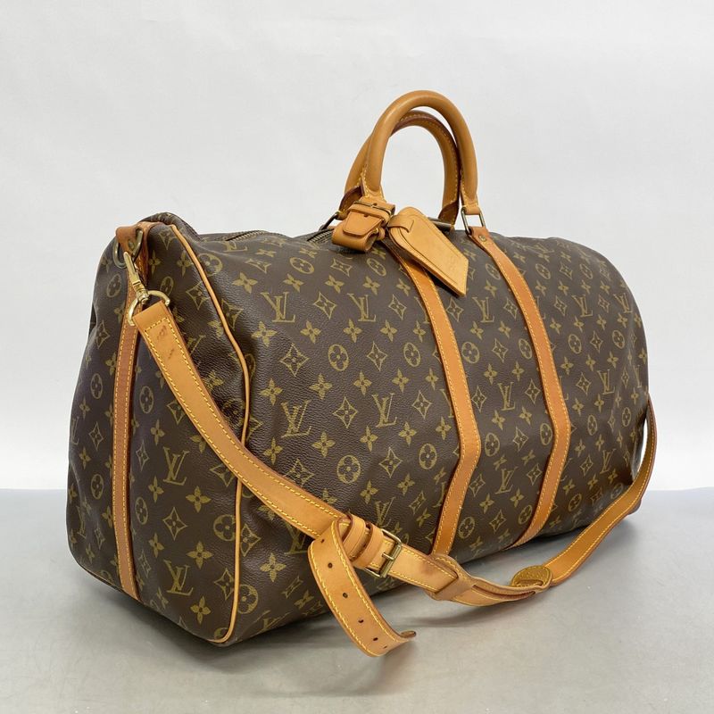 Louis Vuitton Boston Bag Monogram Keepall Bandoliere 55 M41414 Brown Men Women