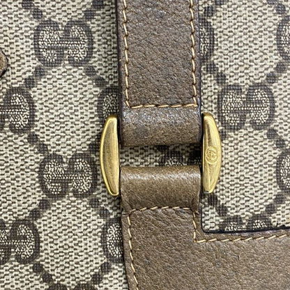 Gucci Tote Bag GG Supreme 39 02 061 PVC Beige Brown Gold Silver Hardware Ladies