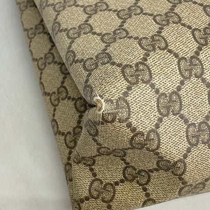 Gucci Tote Bag GG Supreme 39 02 061 PVC Beige Brown Gold Silver Hardware Ladies
