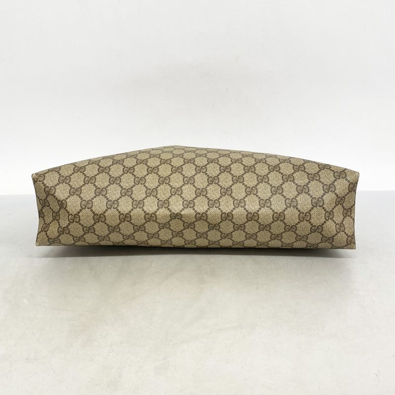 Gucci Tote Bag GG Supreme 39 02 061 PVC Beige Brown Gold Silver Hardware Ladies