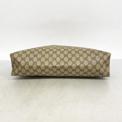 Gucci Tote Bag GG Supreme 39 02 061 PVC Beige Brown Gold Silver Hardware Ladies