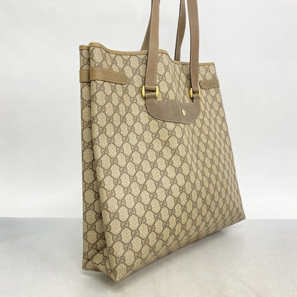 Gucci Tote Bag GG Supreme 39 02 061 PVC Beige Brown Gold Silver Hardware Ladies