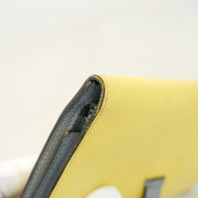 Hermes Trifold Long Wallet Bearn Dupri Verso Vaux Epson Soufflé Blue Run Silver