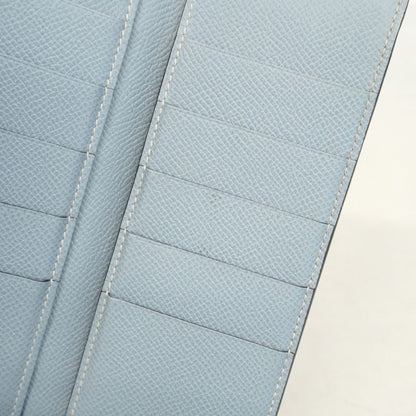 Hermes Trifold Long Wallet Bearn Dupri Verso Vaux Epson Soufflé Blue Run Silver