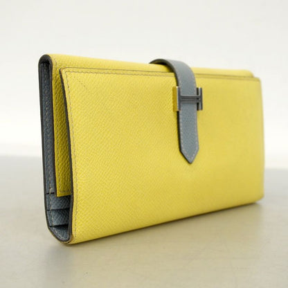 Hermes Trifold Long Wallet Bearn Dupri Verso Vaux Epson Soufflé Blue Run Silver