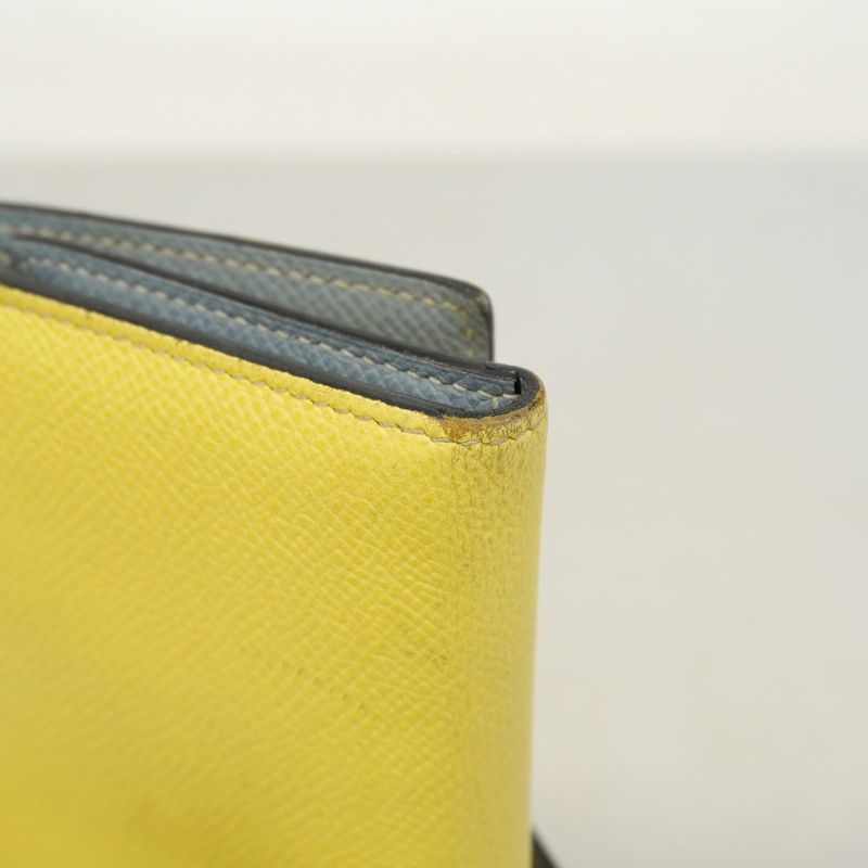 Hermes Trifold Long Wallet Bearn Dupri Verso Vaux Epson Soufflé Blue Run Silver