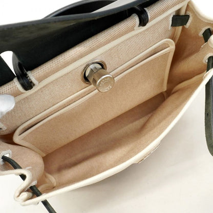 Hermes Handbag Herbag Her Bag PM Toile Ash Black Silver Hardware D Engraved