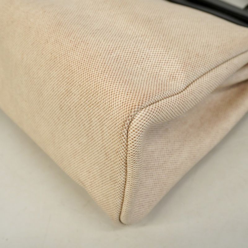 Hermes Handbag Herbag Her Bag PM Toile Ash Black Silver Hardware D Engraved