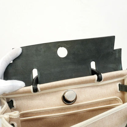 Hermes Handbag Herbag Her Bag PM Toile Ash Black Silver Hardware D Engraved